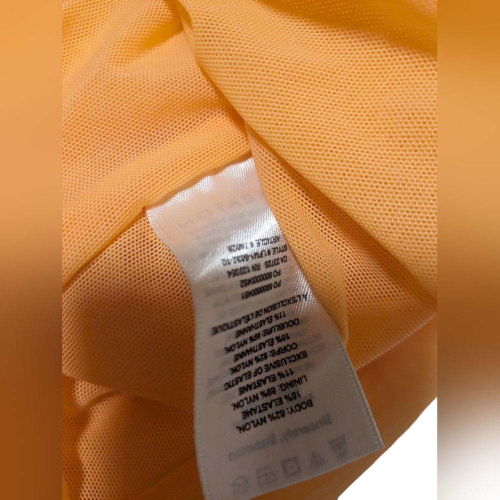 ARITZIA BABATON ORANGE PAPAYA SHIRRED MESH BODYCON MIDI LUXOR DRESS NWOT